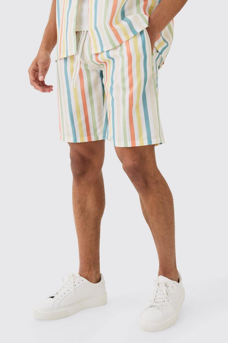 Multi Gestreepte Baggy Shorts Met Elastische Taille image number 1