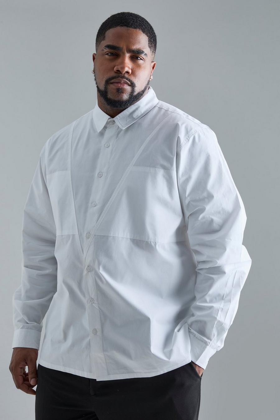 White Plus Longsleeve Poplin Panel long-sleeved Shirt image number 1
