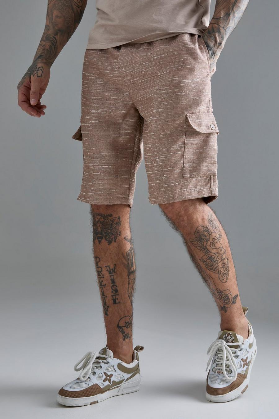 Pantalón corto Tall cargo texturizado, Taupe