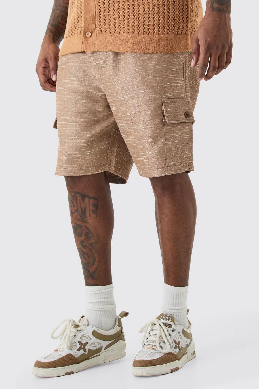 Grande taille - Short cargo texturé, Taupe image number 1