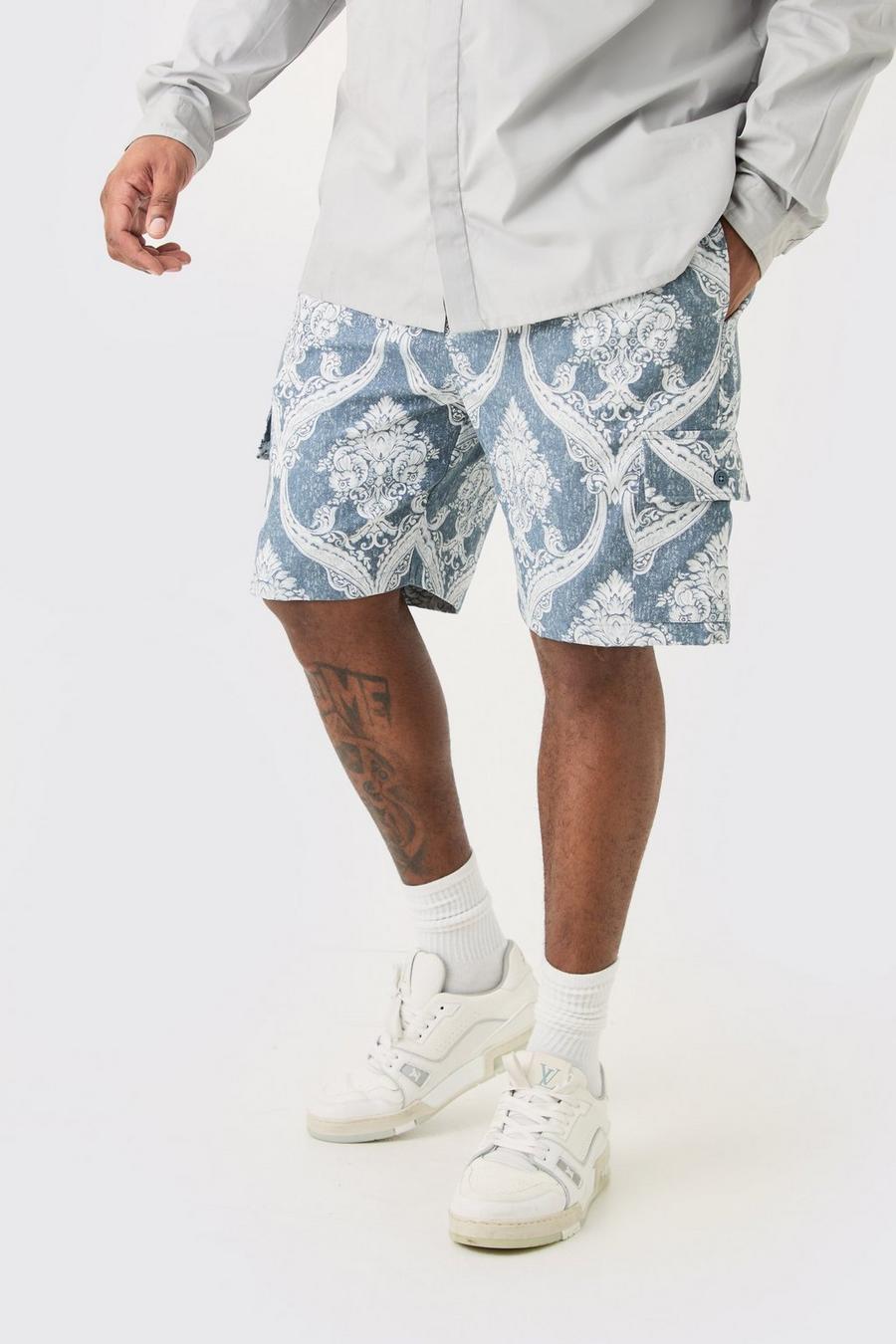 Blue Plus Textured Tapestry Cargo Short image number 1