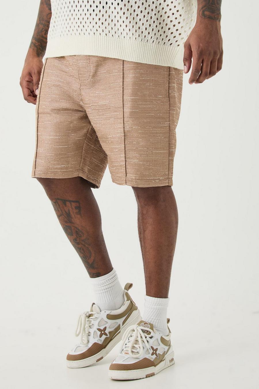 Pantalón corto Plus texturizado con alforza, Brown