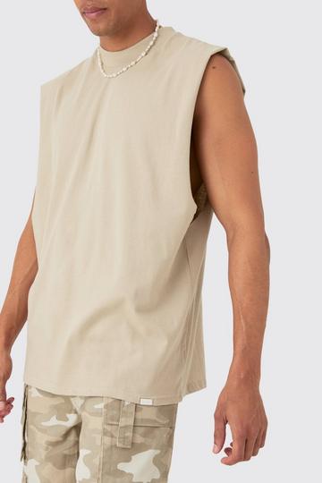 Drop Armhole Extended Neck Heavyweight Tank stone