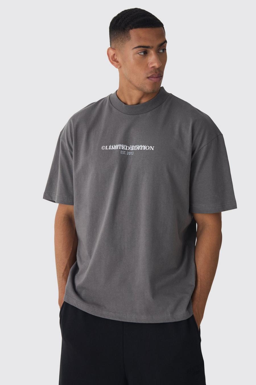 Charcoal Limited Oversize t-shirt i tjockt tyg image number 1