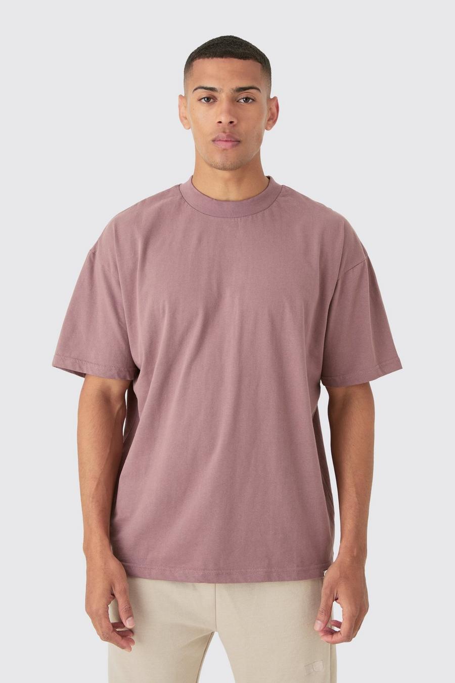 Mauve Oversized Extended Neck Heavyweight T-shirt image number 1