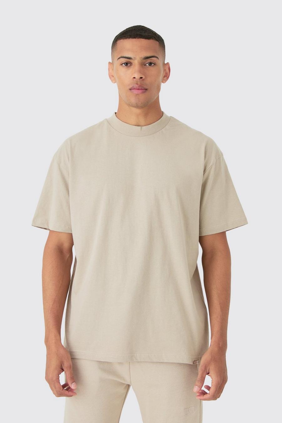 Camiseta oversize gruesa con cuello extendido, Stone image number 1