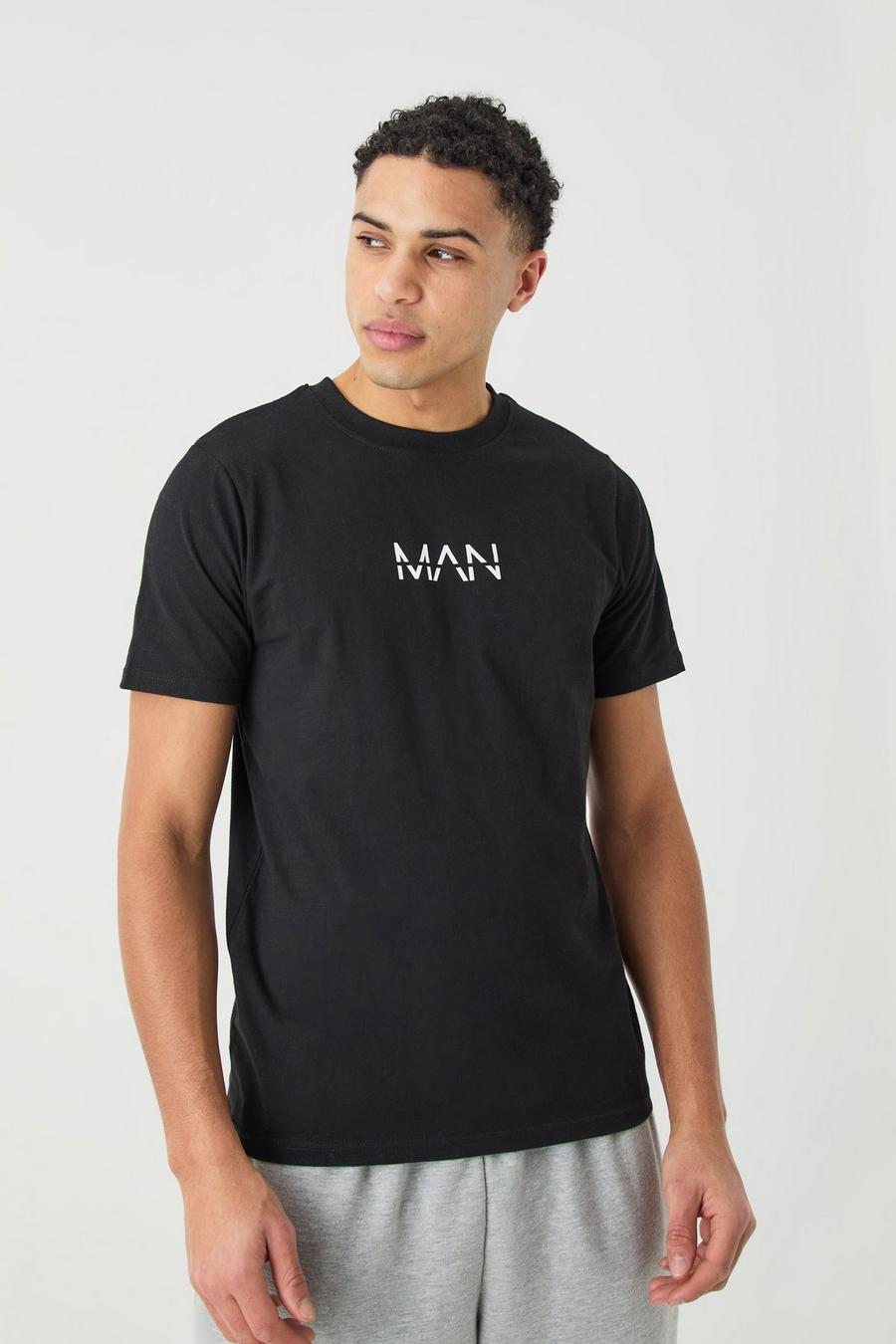 T-shirt cintré à logo - MAN, Black image number 1
