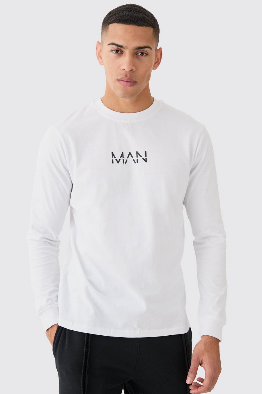 Camiseta MAN básica de manga larga, White