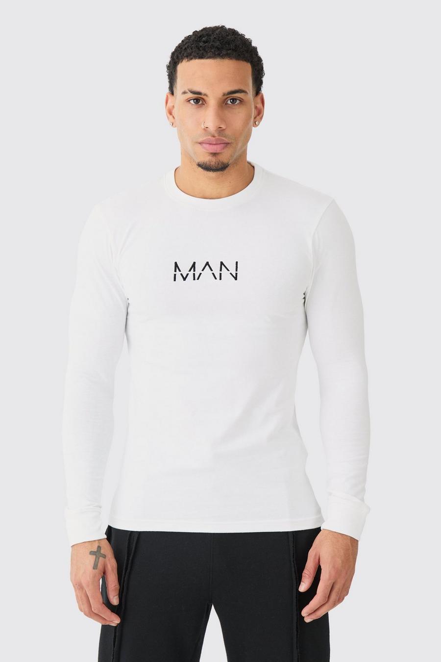 Camiseta MAN de manga larga ajustada al músculo, White