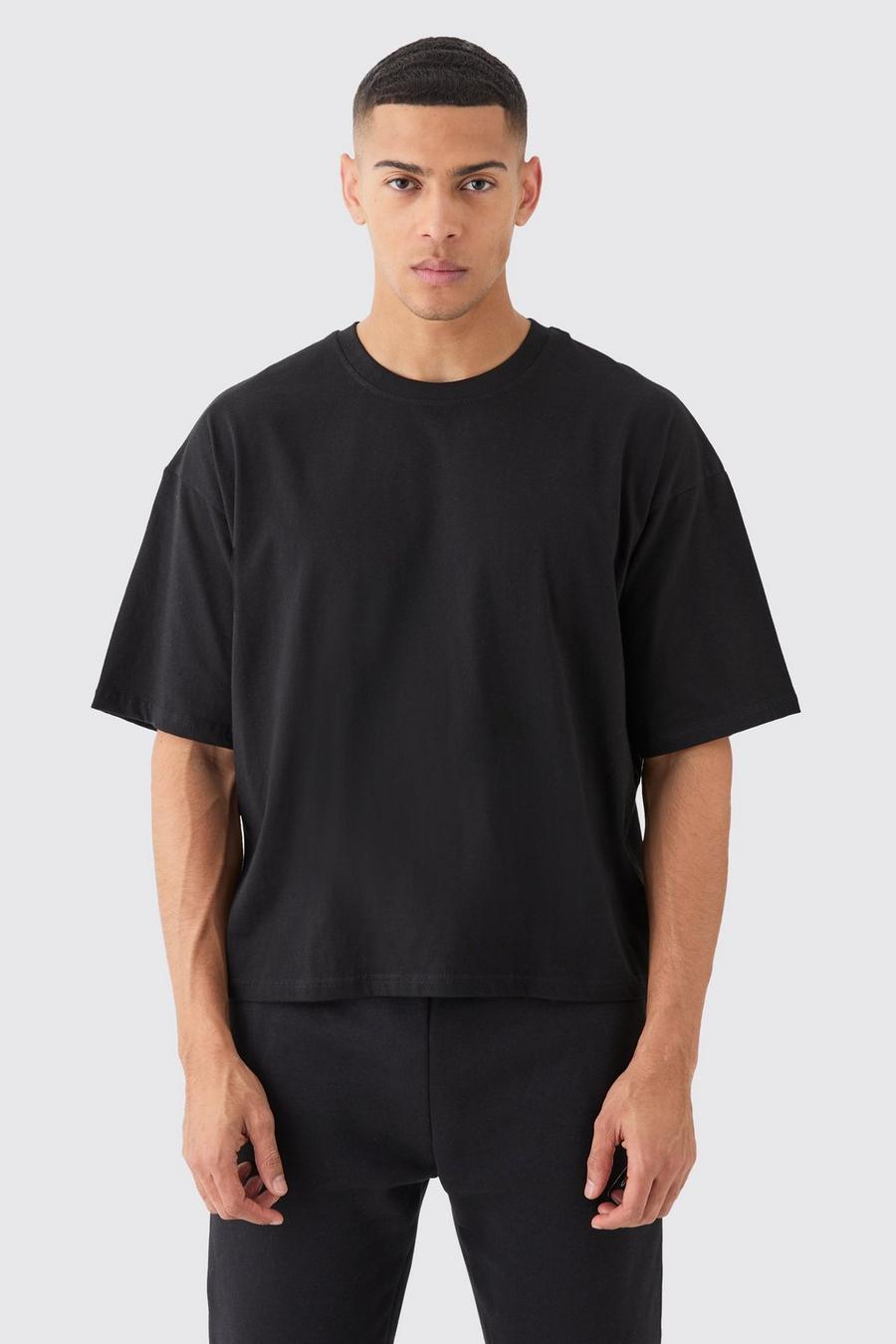 Black Oversized Basic Boxy T-Shirt image number 1