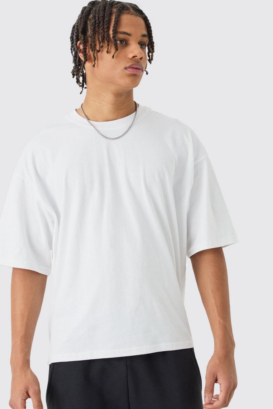 Camiseta básica oversize recta, White image number 1