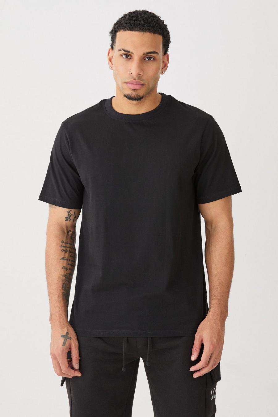 Camiseta básica con cuello de caja, Black