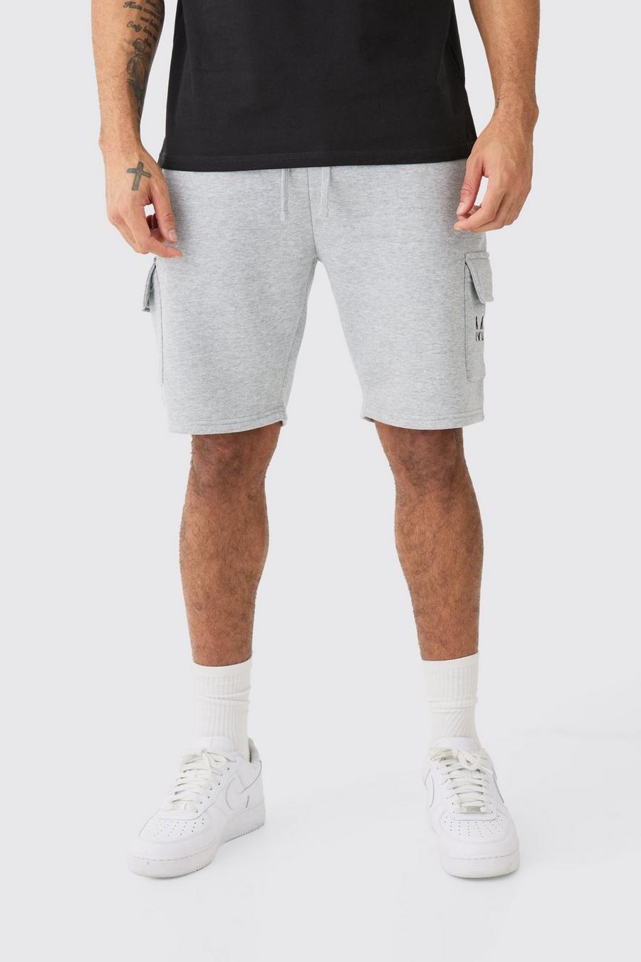 Lockere mittellange Man-Dash Cargo-Shorts, Grey marl