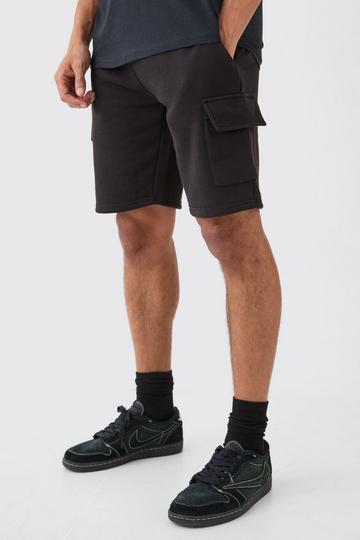 Black Loose Fit Cargo Short