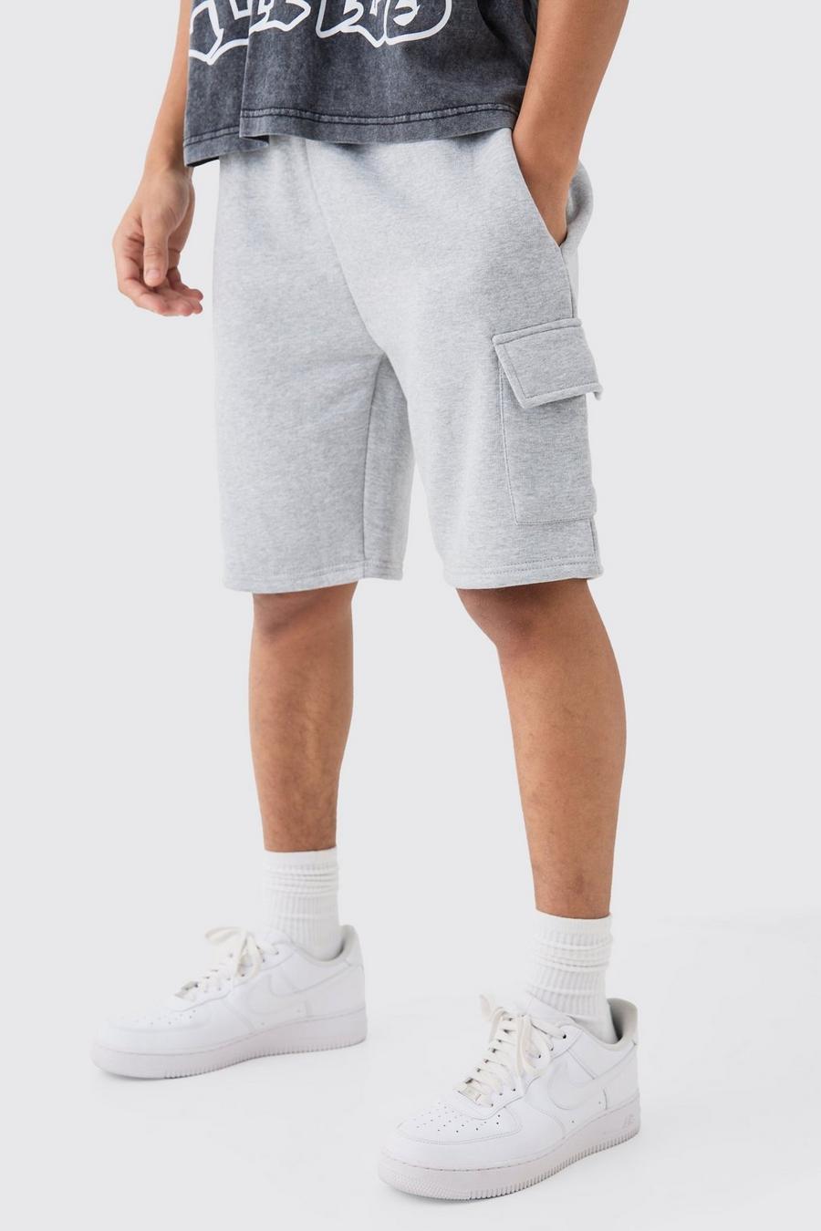 Grey marl Baggy Cargo Shorts image number 1
