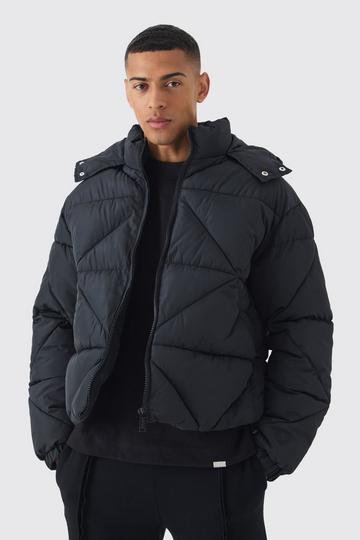 Black Abstract Quilted Puffer In Black