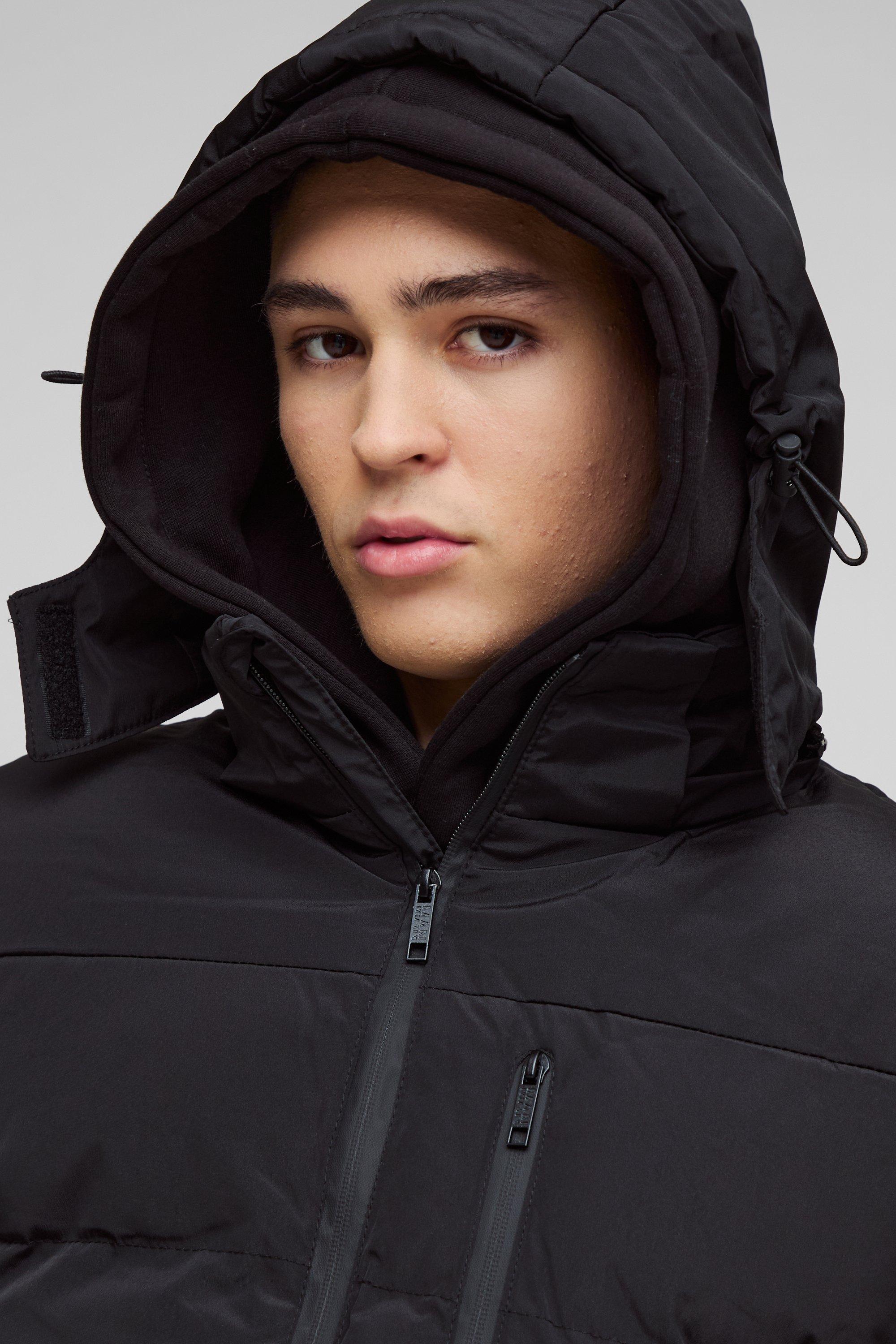 Black mid length puffer jacket sales
