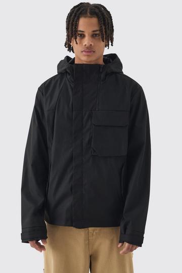 Black Lightweight Hooded Parka In Black