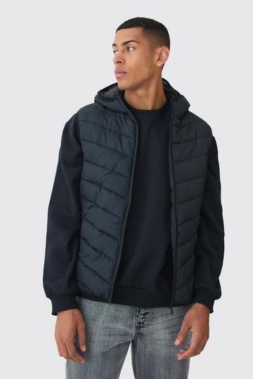 Gewatteerde Bodywarmer Met Stiksels, Rits En Capuchon In Zwart