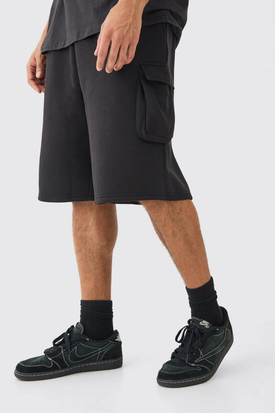 Pantaloni tuta Cargo in jersey, Black image number 1