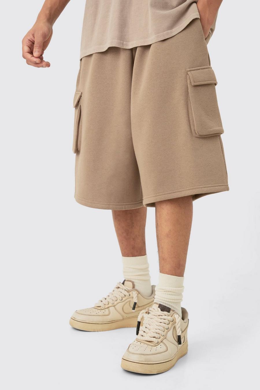 Pantaloni tuta lunghi stile Cargo in jersey, Taupe image number 1