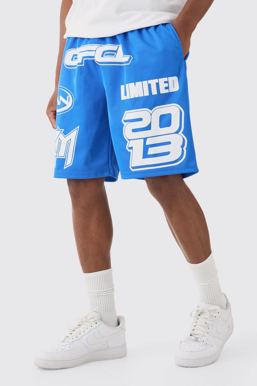 Cobalt Mesh Basketbal Shorts Met Print image number 1