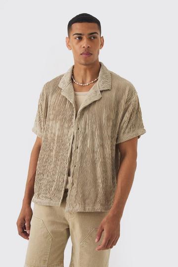 Boxy Ripple Pleated Shirt stone