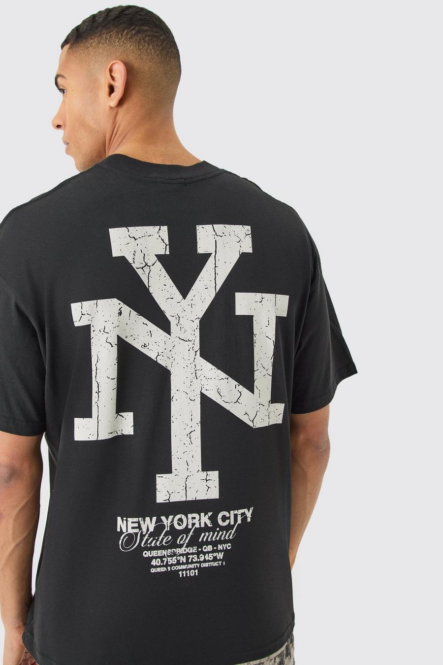Black Oversized NY T-Shirt Met Print image number 1