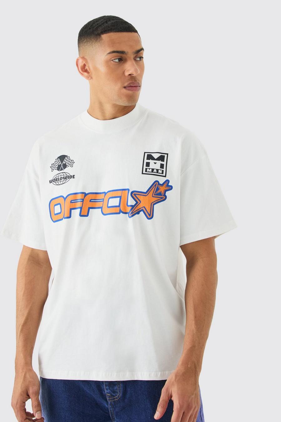 Camiseta oversize con estampado gráfico MAN, White