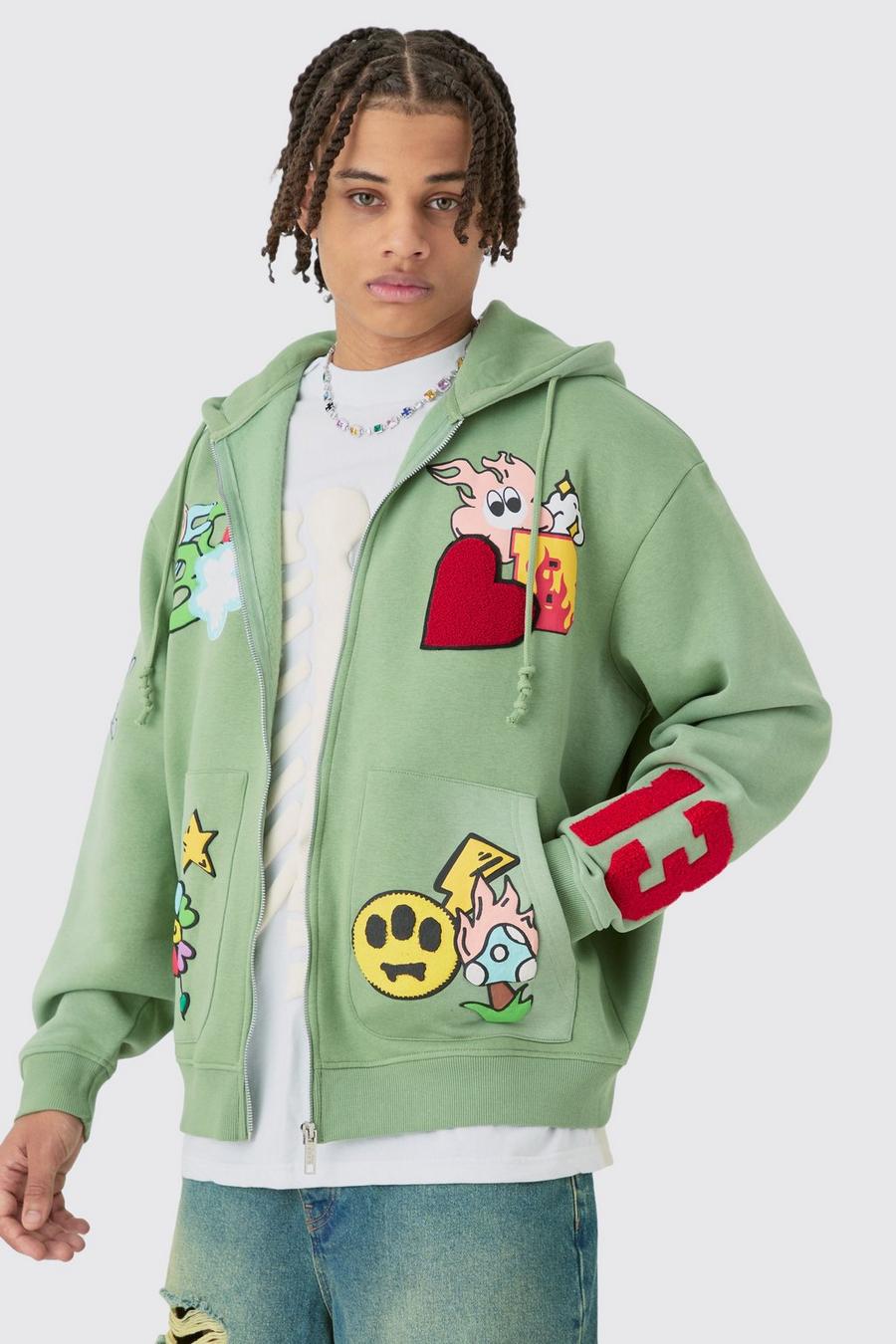 Oversized Zip Through Puff Print Spray Hoodie | boohoo USA Oversized Zip Through Puff Print Spray Hoodie | boohoo USA