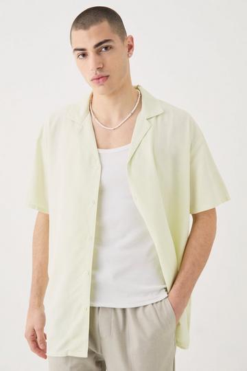 Sage Green Short Sleeve Oversized Linen Shirt