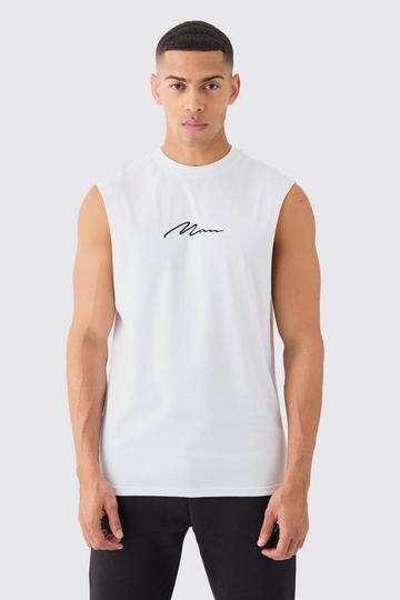 White Man Signature Drop Armhole Tank