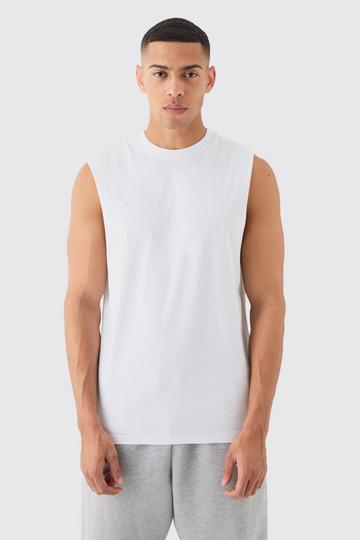 White Basic Drop Armhole Tank