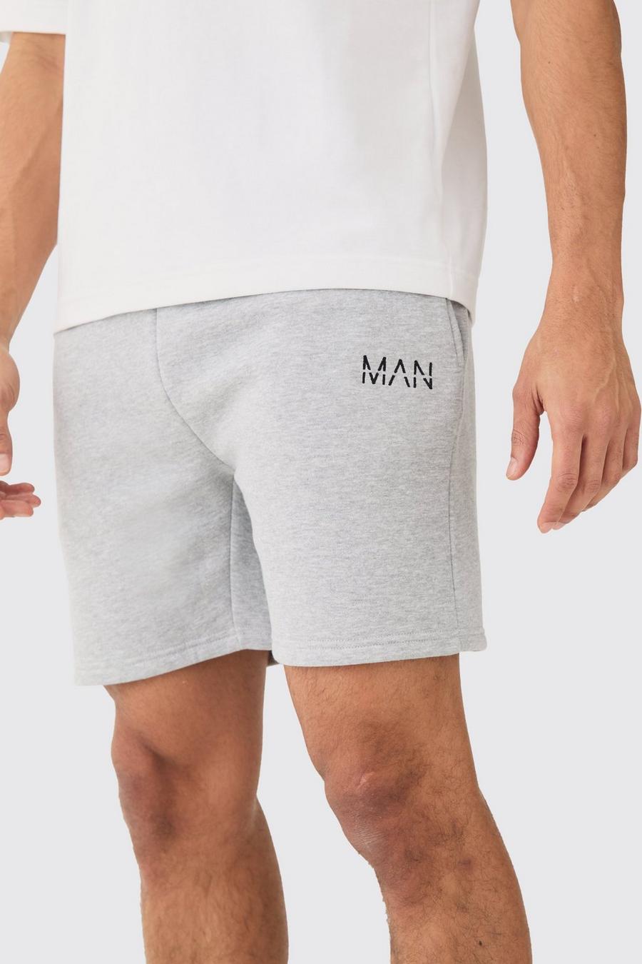Short slim à logo - MAN, Grey marl image number 1