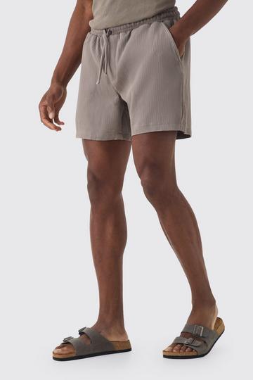 Elasticated Waist Pleated Drawcord Shorts taupe