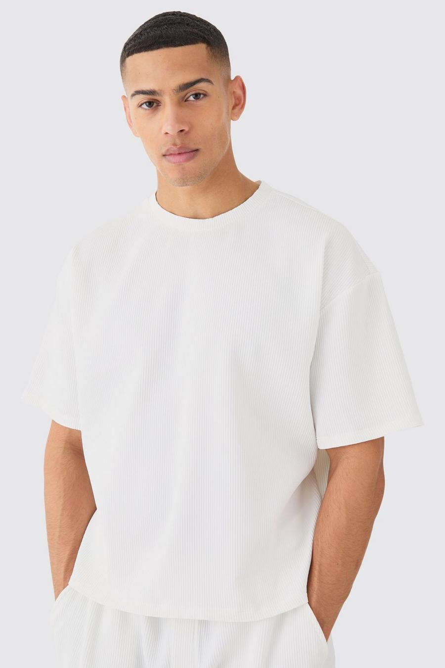 White Plisserad oversize t-shirt image number 1