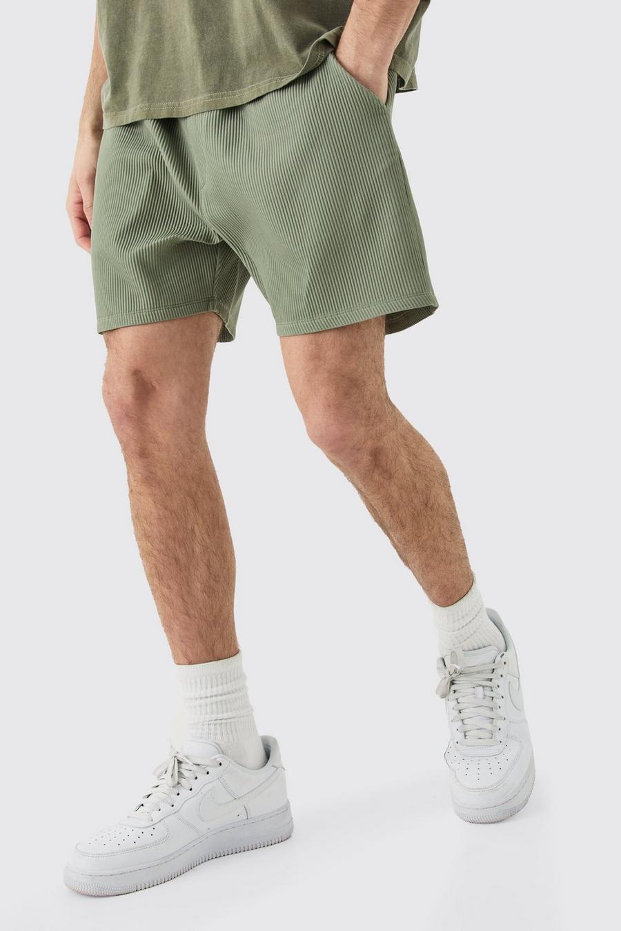 Sage Plisserade shorts med dragsko image number 1