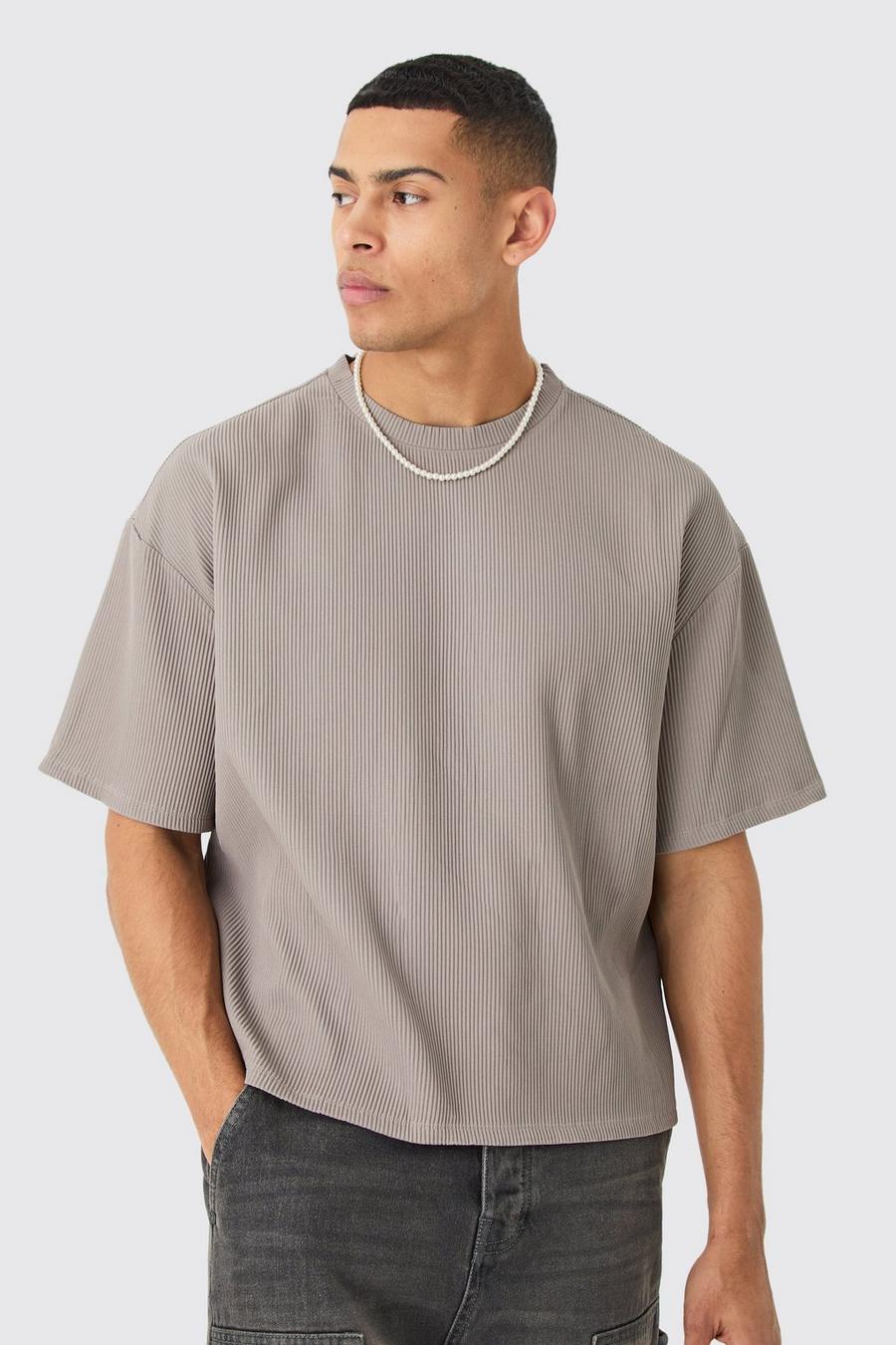 Camiseta oversize plisada, Taupe image number 1