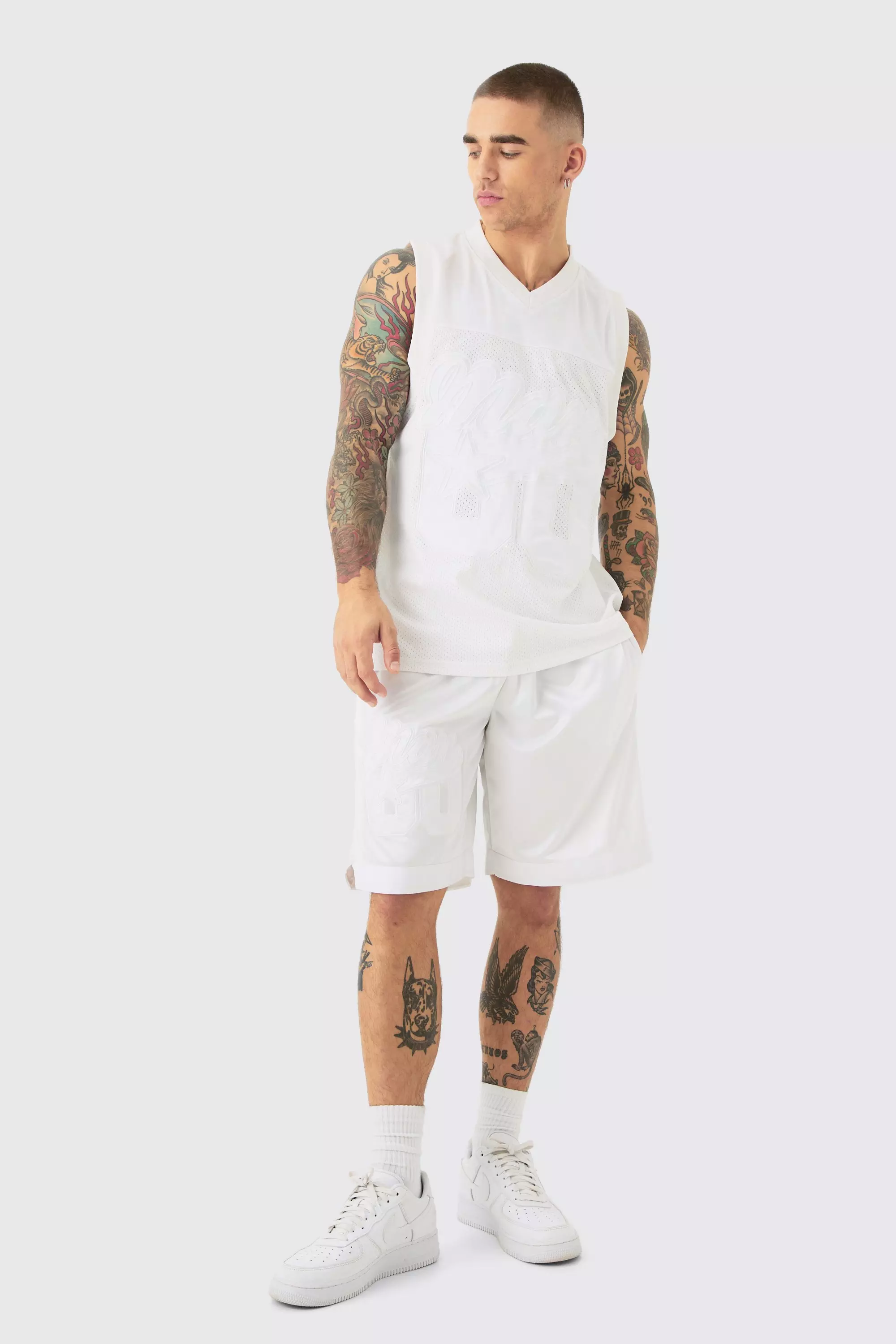Silver Mesh And Satin Basketball Applique Vest And Short Set alternative image