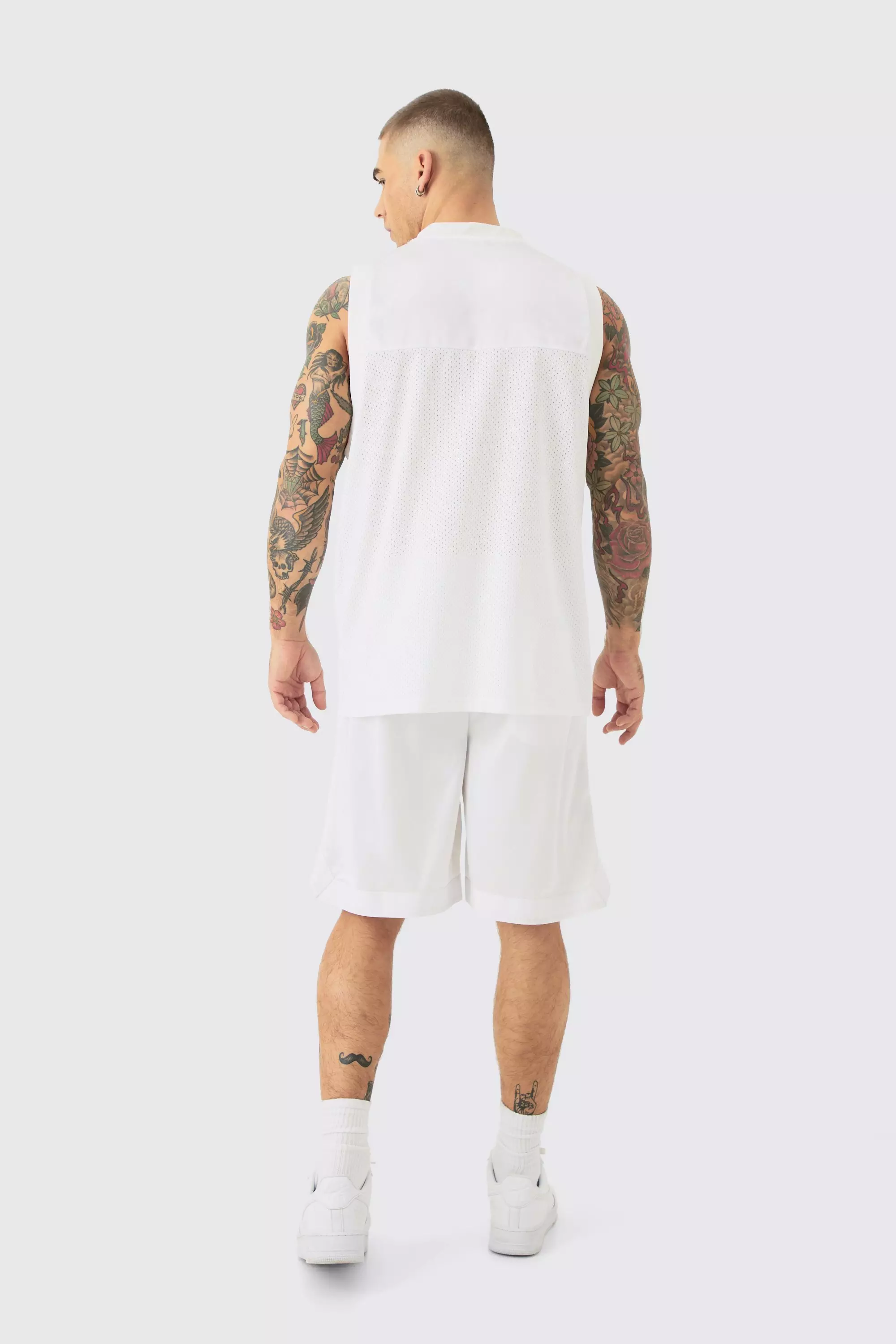 Silver Mesh And Satin Basketball Applique Vest And Short Set alternative image