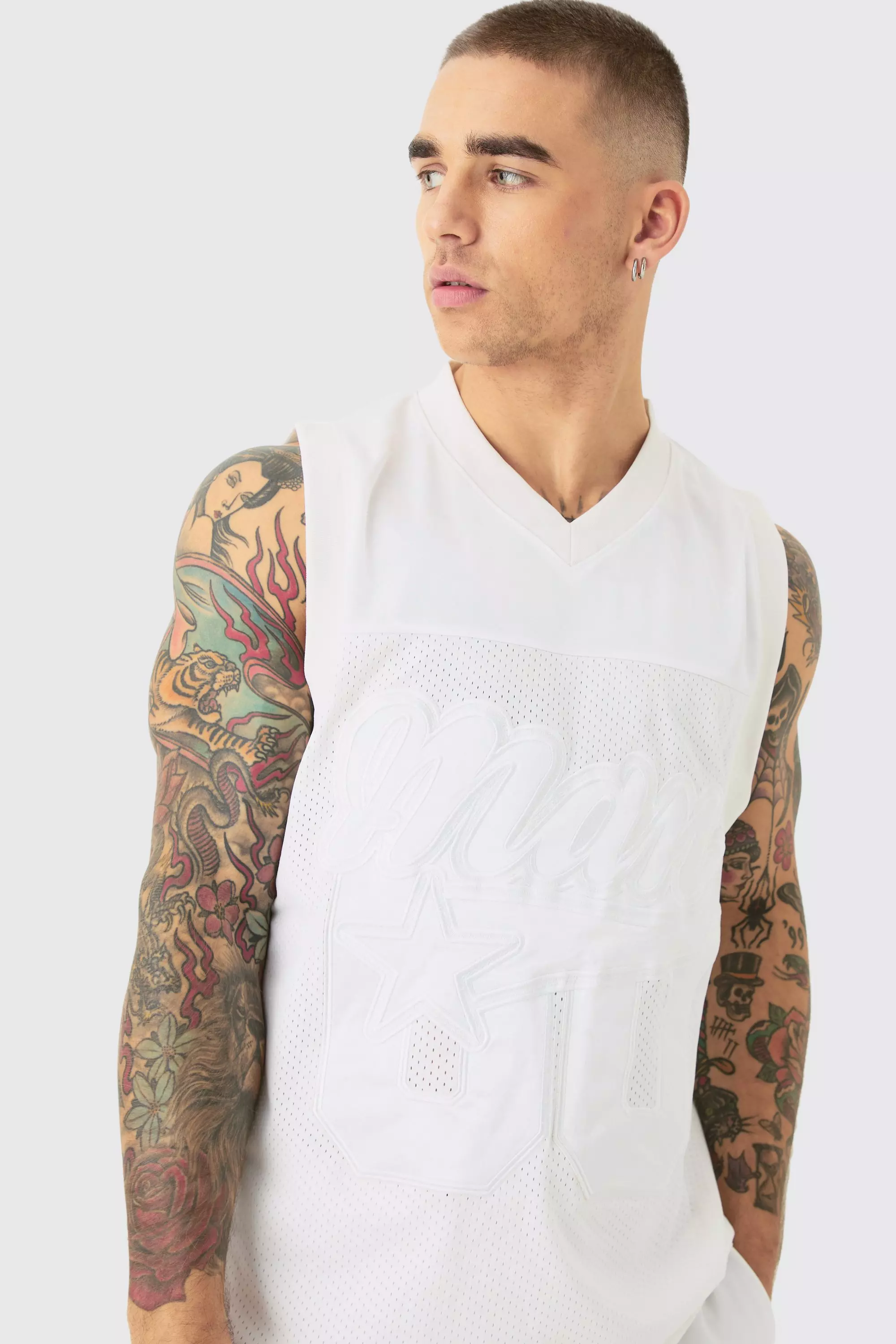 Silver Mesh And Satin Basketball Applique Vest And Short Set alternative image