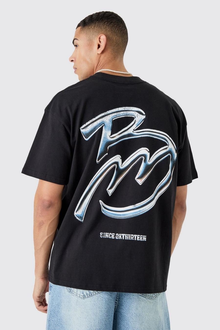 Oversize T-Shirt mit Bm-Print, Black image number 1