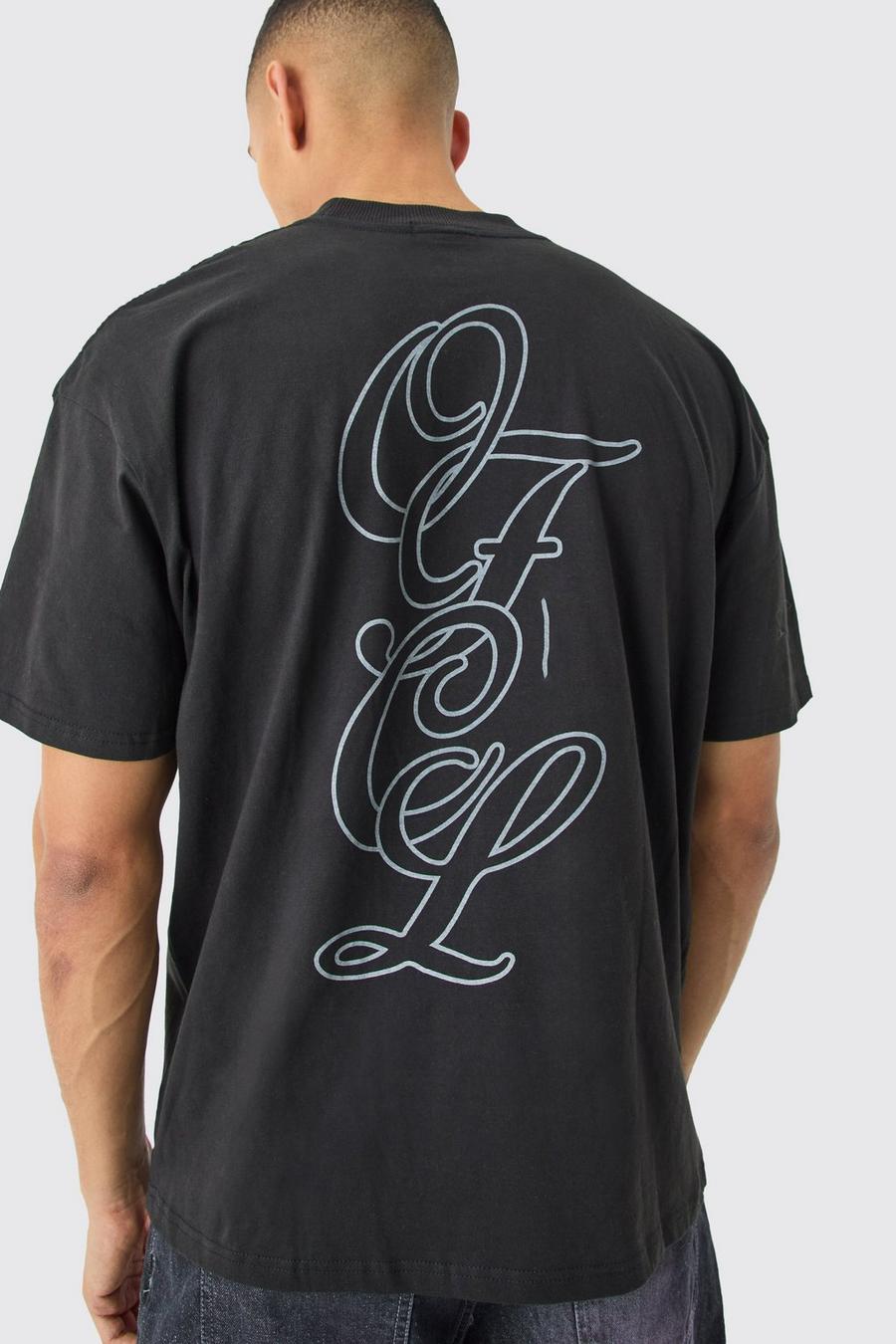 Camiseta oversize con estampado gráfico Ofcl, Black image number 1