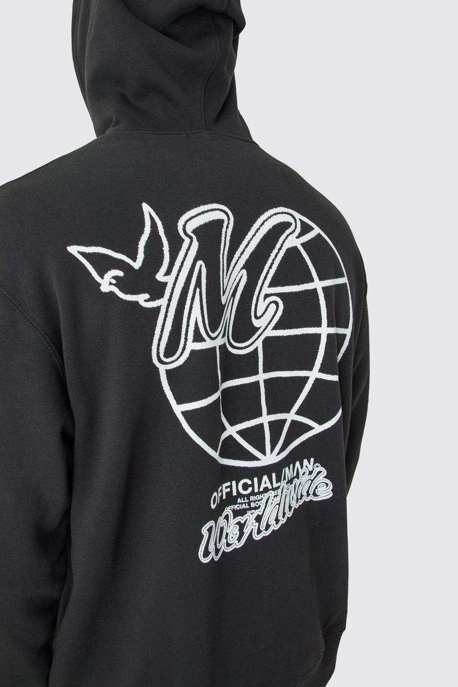 Black M Oversize hoodie med grafiskt tryck image number 1