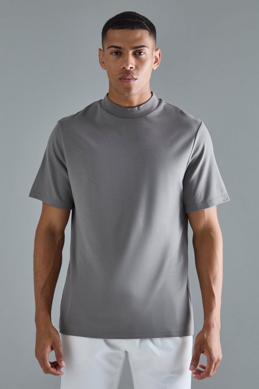 Grey Extended Neck Core Super Heavy Premium T-shirt image number 1