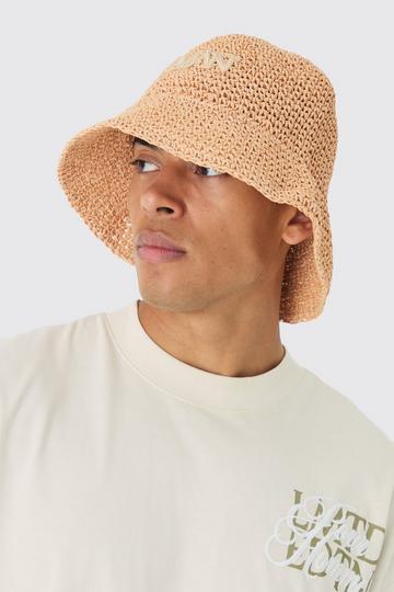 Man Raffia Bucket Hat In Natural natural