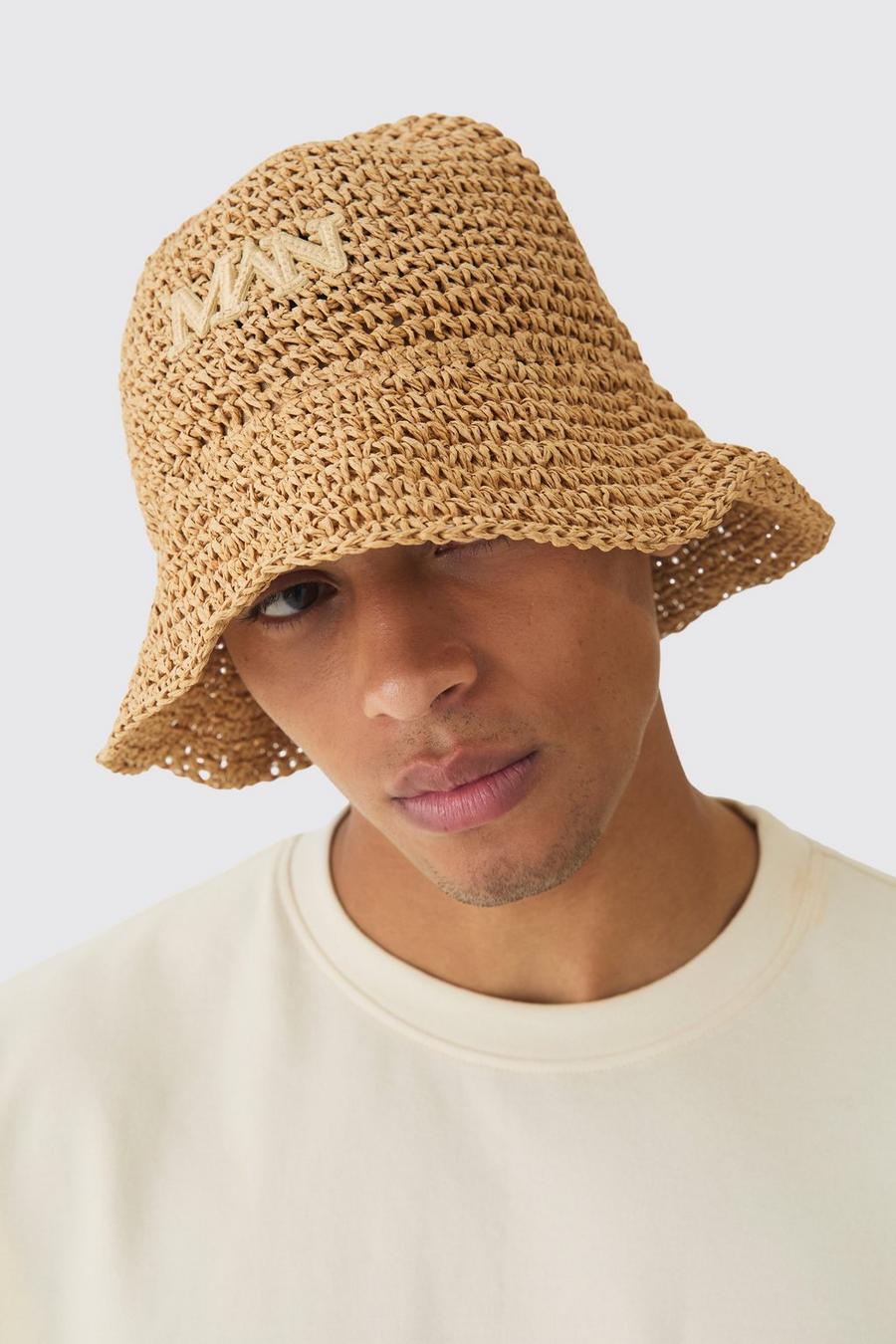 Man Raffia Bucket Hat In Khaki image number 1