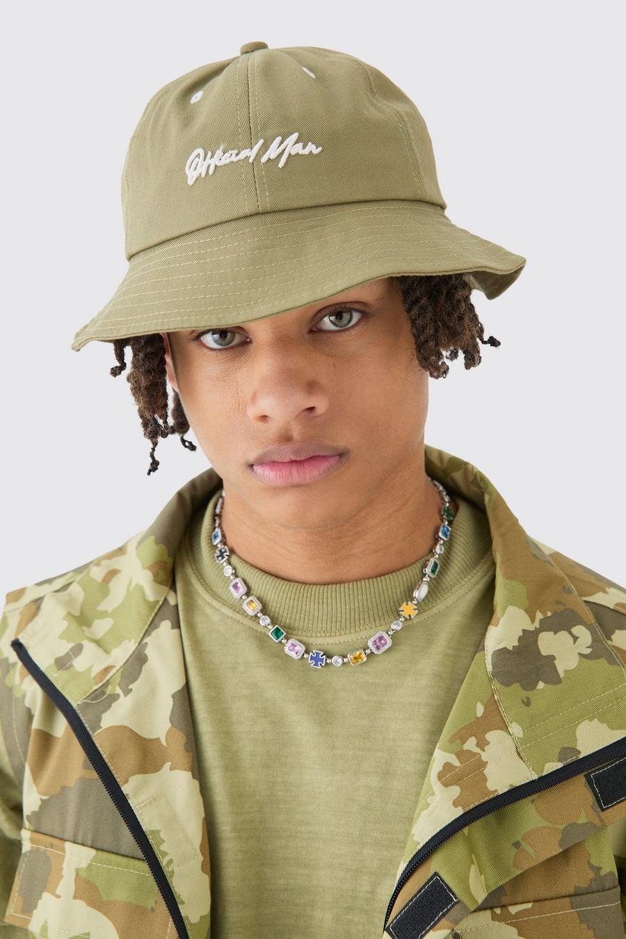 Official Man Embroidered Bucket Hat In Khaki image number 1