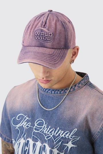 Worldwide Embossed Washed Cap In Pink pink