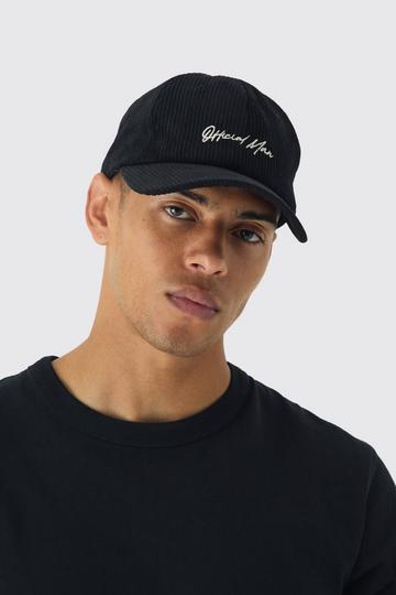 Black Official Man Corduroy Cap In Black